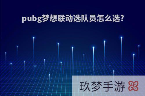 pubg梦想联动选队员怎么选?