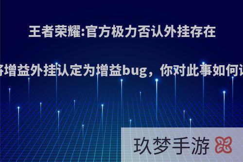 王者荣耀:官方极力否认外挂存在，将增益外挂认定为增益bug，你对此事如何评价?