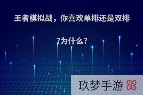 王者模拟战，你喜欢单排还是双排?为什么?