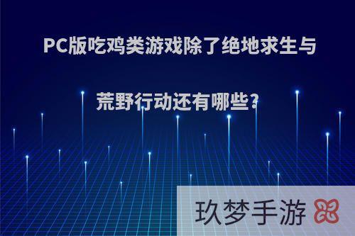 PC版吃鸡类游戏除了绝地求生与荒野行动还有哪些?