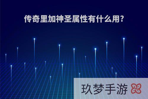 传奇里加神圣属性有什么用?