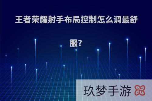 王者荣耀射手布局控制怎么调最舒服?