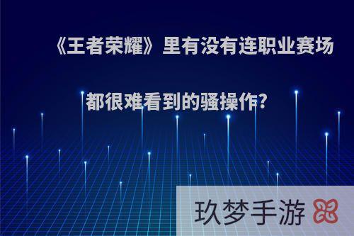 《王者荣耀》里有没有连职业赛场都很难看到的骚操作?