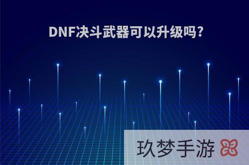 DNF决斗武器可以升级吗?