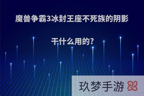 魔兽争霸3冰封王座不死族的阴影干什么用的?