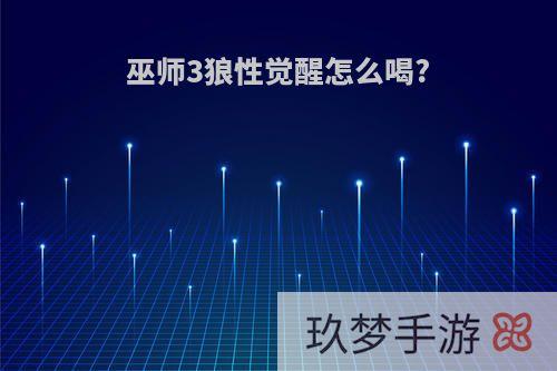 巫师3狼性觉醒怎么喝?