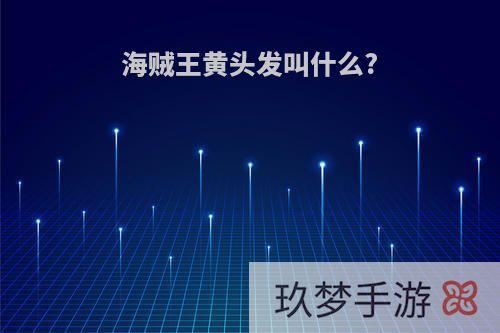 海贼王黄头发叫什么?