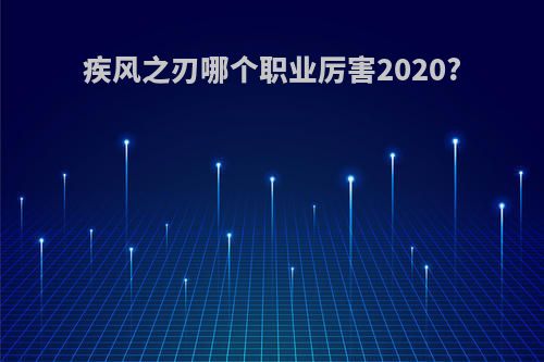 疾风之刃哪个职业厉害2020?