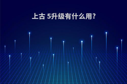 上古 5升级有什么用?