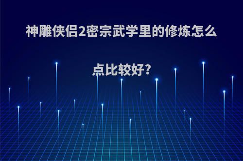 神雕侠侣2密宗武学里的修炼怎么点比较好?