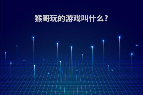 猴哥玩的游戏叫什么?