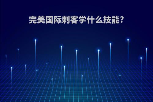 完美国际刺客学什么技能?