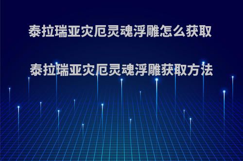 泰拉瑞亚灾厄灵魂浮雕怎么获取 泰拉瑞亚灾厄灵魂浮雕获取方法