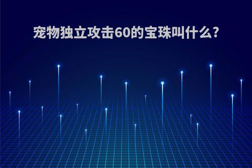 宠物独立攻击60的宝珠叫什么?