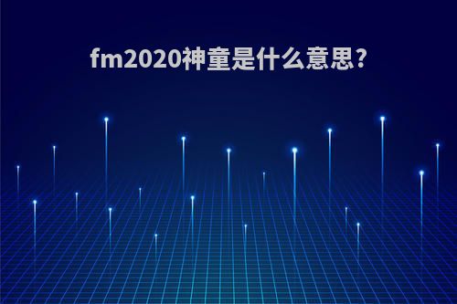 fm2020神童是什么意思?