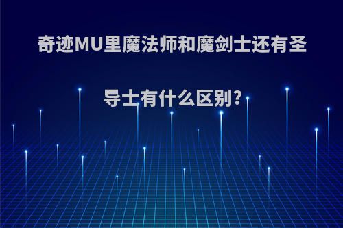 奇迹MU里魔法师和魔剑士还有圣导士有什么区别?