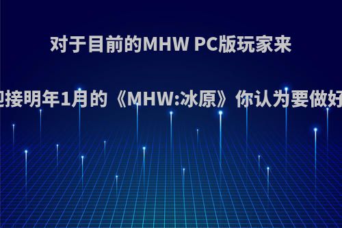 对于目前的MHW PC版玩家来说，为了迎接明年1月的《MHW:冰原》你认为要做好哪些准备?