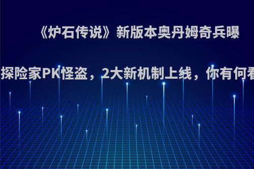 《炉石传说》新版本奥丹姆奇兵曝光，探险家PK怪盗，2大新机制上线，你有何看法?