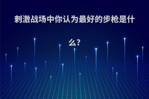 刺激战场中你认为最好的步枪是什么?