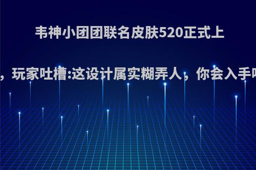 韦神小团团联名皮肤520正式上线，玩家吐槽:这设计属实糊弄人，你会入手吗?