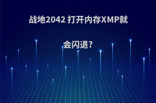 战地2042 打开内存XMP就会闪退?