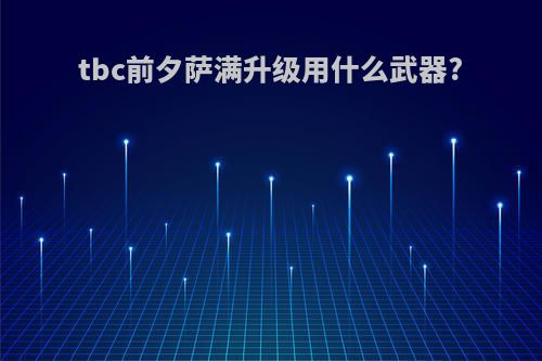 tbc前夕萨满升级用什么武器?