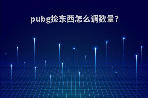 pubg捡东西怎么调数量?