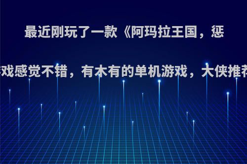 最近刚玩了一款《阿玛拉王国，惩罚》单机游戏感觉不错，有木有的单机游戏，大侠推荐下，感谢?