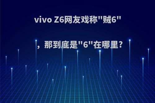 vivo Z6网友戏称