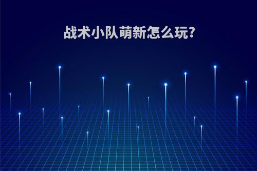 战术小队萌新怎么玩?