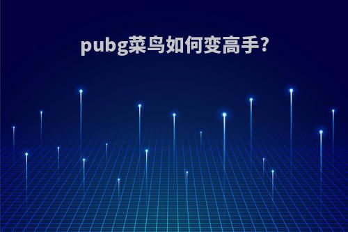 pubg菜鸟如何变高手?